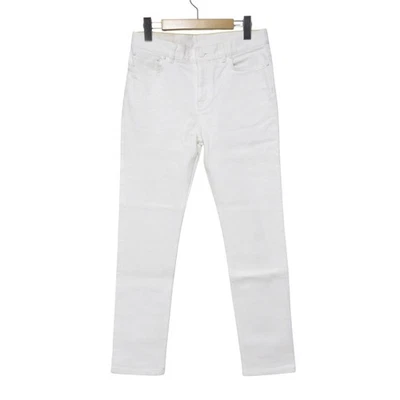 Pantalones de mezclilla ajustados 23AW LOUIS VUITTON parche de cuero W28 blancos para mujer USADOS Foto 1 de 4