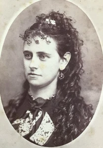 Antica foto CDV anni 1870 giovane bella signora ragazza elegante Hillsdale Michigan - Foto 1 di 3