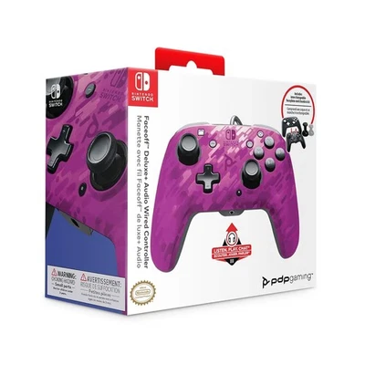 PDP Gaming Faceoff Deluxe+ Wired Switch Pro Controller Purple Camo - Image 1 of 4