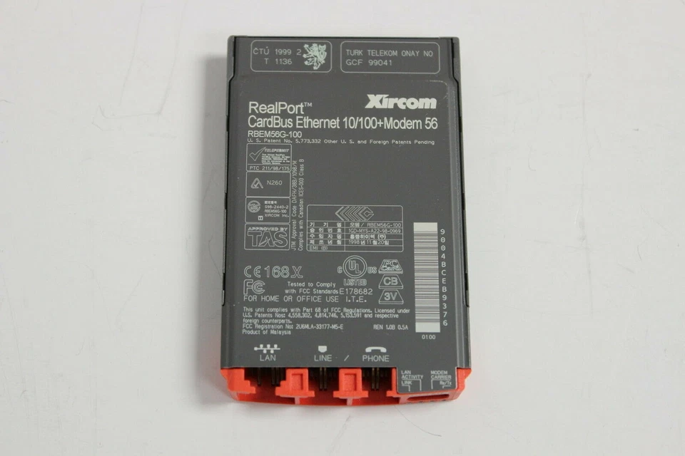 Xircom RBEM56G-100 RealPort CardBus Ethernet 10/100+ Modem 56K PCMCIA Card - Image 1 of 1
