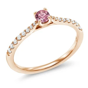 0.26 Ct Round Pink and White Lab Grown Diamond 10K Rose Gold Ring - Picture 1 of 5