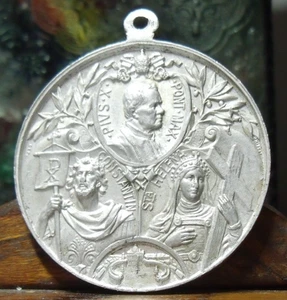 st Pope Pius X, Constantin, Helena Pendant Medal French 50 MM By 45 MM - Picture 1 of 2