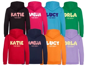 Personalised Bubble Font Custom Name Hoodie, Text and Year Established - Picture 1 of 13