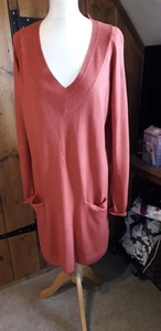 LADIES JUMPER DRESS SIZE 14 VGC BUST 42 LOOSE FIT & 38 INS LONG BURNT ORANGE - Picture 1 of 2