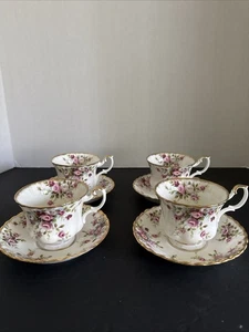 Juego de 4 platillos taza de té de jardín Royal Albert Cottage Inglaterra de colección porcelana de hueso - Imagen 1 de 7