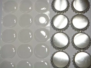 100 1 inch linerless Silver Chrome Bottle Caps & 100 3D Epoxy Dome Stickers - Picture 1 of 1