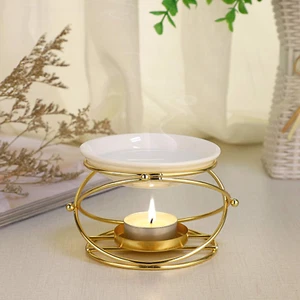 European Metal Oil Burner Wax Warmer, Delicate Romantic Ceramic Tealight Cand... - Picture 1 of 1