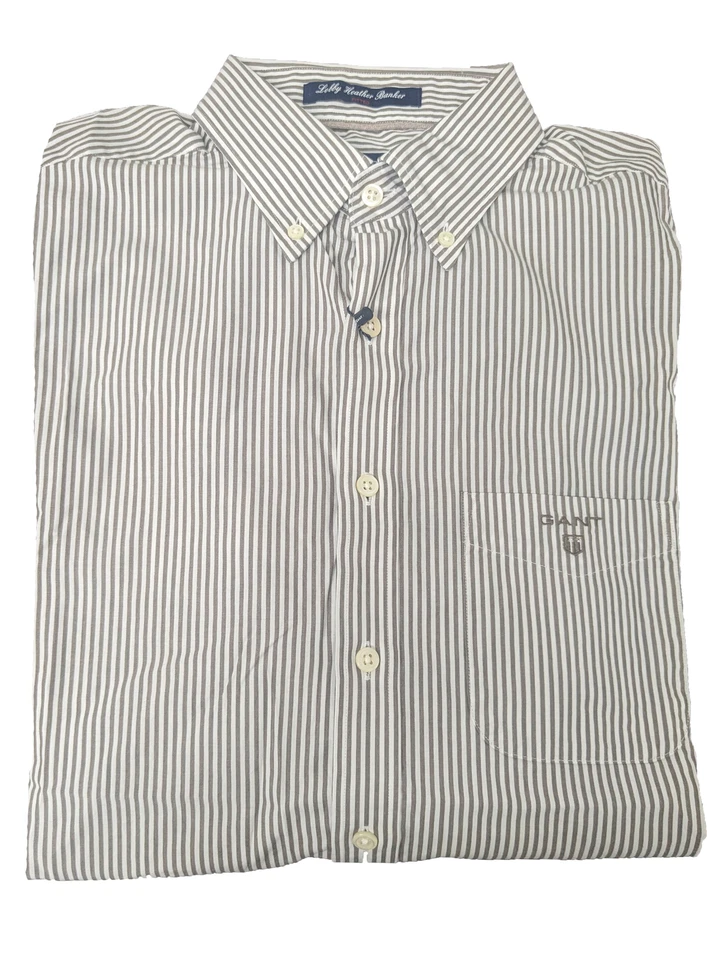Gant Hombre Marrón Oscuro" Lobby "Heather Banker Botón Abajo Camisa 308412 TALLA - Imagen 1 de 1