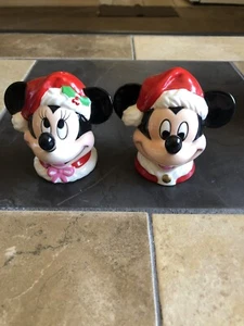 Vintage Enesco Disney 2er Set Weihnachten Mickey & Minnie Salz und Pfefferstreuer - Bild 1 von 6