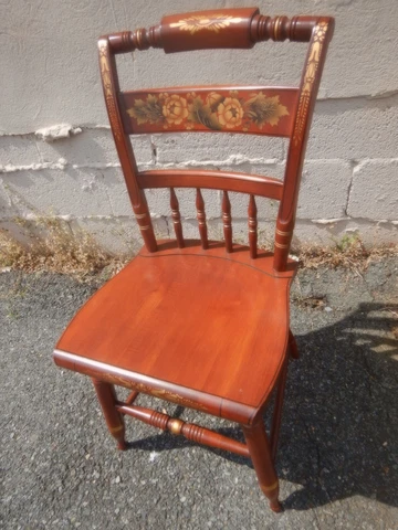 Vtg L. HITCHCOCK Dining Chair  Gold Stenciling Fall Harvest Cover
