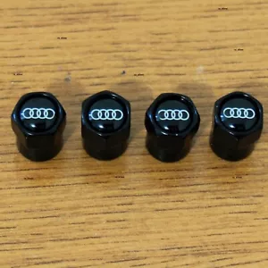4 x BOUCHON VALVE PNEU AUDI NOIR ALLIAGE ALUMINIUM ANODISÉ NEUF, ∅ 11mm x L 12mm - Picture 1 of 2