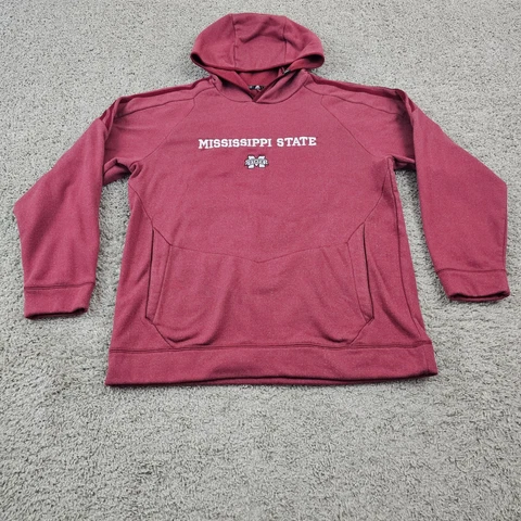 Mississippi State Bulldogs Hoodie Mens Large L Maroon Adidas Pullover Sweatshirt Cover
