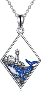 Wal Halskette für Damen Sterling Silber Ozean Halskette Leuchtturm Schmuck Wal - Bild 1 von 12