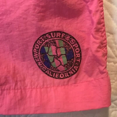 Pantalones Cortos de Natación Newport Surf & Sport De Colección Años 80 Surfer EE. UU. ROSA FLUORESCENTE L Foto 1 de 4