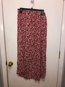 NWT AGB Floral Print Maxi Skirt Open Slit Front Elastic Waistband SZ Large - Picture 1 of 3