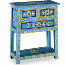 Credenza con Cassetti Massello di Mango Turchese Dipinta a Mano U4P5