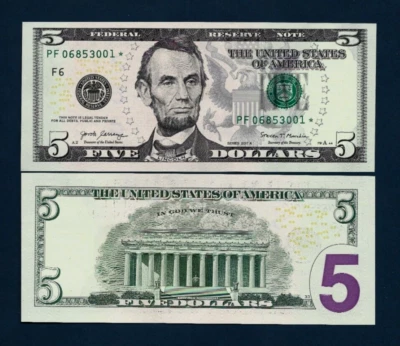 United States 5 DOLLARS P-546 2017A * Replacement UNC Abraham Lincoln USA NOTE - Image 1 of 3