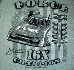 NEW 16x Champion, John Force NHRA PEAK Funny Car USA FLAG Drag Racing Shirt XL - Picture 1 of 7