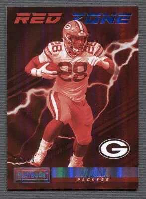 2022 Panini Playbook Red Zone Platinum #RZ-15 AJ Dillon /49 - Image 1 of 2