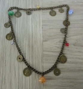 Vintage Queen Mary die Zweite Asiatische Münze polierter Stein Charm Halskette Statement - Bild 1 von 8