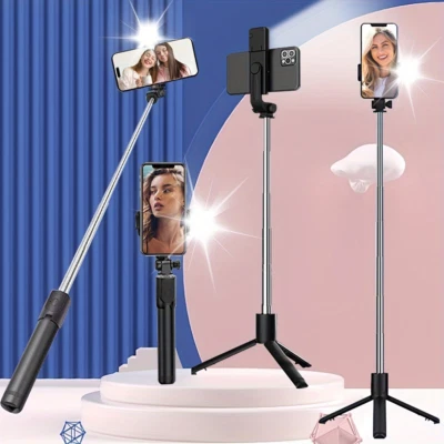 Super fan selfie stick stand tripod, travel portable 360-degree rotation photo - Image 1 of 4