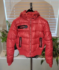 Yell! Ind. Ladies Size Large L Red Puffer Jacket - Picture 1 of 3