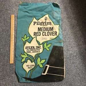 Pilgrim Brand Medium Red Clover 60lb Seed Sack Bag Cotton Syler Inc Plymouth IN - Picture 1 of 1