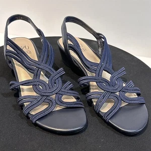 Impo Damen Stretch marineblau Sandale 1,5" Keilabsatz Größe 7,5M - Bild 1 von 13