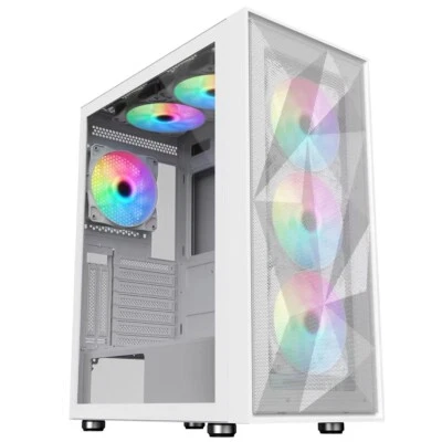 CIT Phantom XL Full ATX Gaming PC Case White Tower 6 x RGB Fans Glass Panel EATX - Image 1 of 4