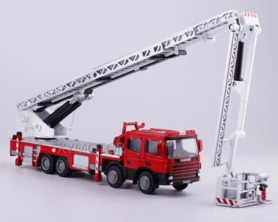1:50 360° Platform Fire Engine Telescopic Ladder Alloy Diecast Car Model Truck - Image 1 of 4