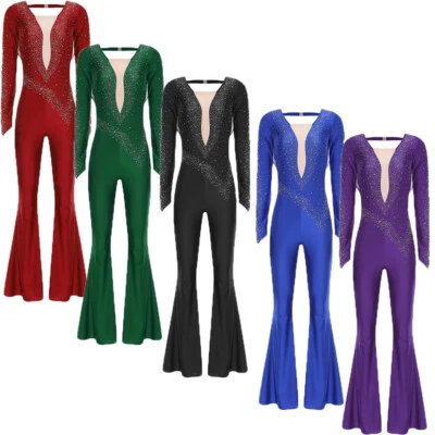 Damen Pullover Hohe Taille Tanzkleidung Cha-cha Rompers Schnitt Latein Rücken - Bild 1 von 4