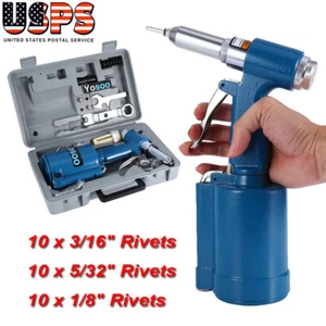 Portable Pneumatic Air Riveter Hydraulic Pop Rivet  Riveting Tool w/Case Hot GDF - Picture 1 of 15