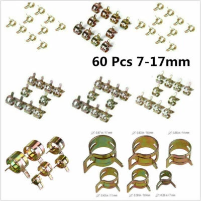 Abrazadera de tubo de manguera de agua combustible clip de resorte para automóvil 60 piezas 7-17 mm Foto 1 de 4