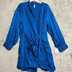 Women's Blue Smooth Robe Polyester XL/XXL - Picture 1 of 3
