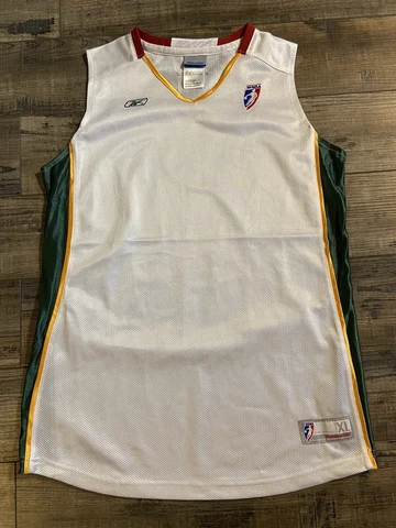 Vintage Seattle Storm WNBA Reebok Blank Youth XL Size 16 Jersey White Sue Bird Cover