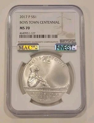 2017 P Boys Town Silver Dollar NGC MS70 MAC Finest - Image 1 of 2