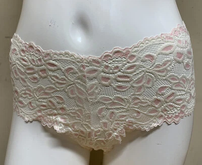 Frederick's of Hollywood Sexy Lace Panties Pink Ivory Underwear Boyshort Size S - Image 1 of 3