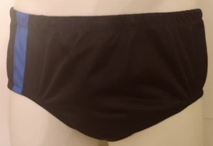 2 FULL SEAMLESS LAYER Black w STRIPE NYLON TRICOT BRIEF Encased Elastic 32-42 ** - Picture 1 of 2