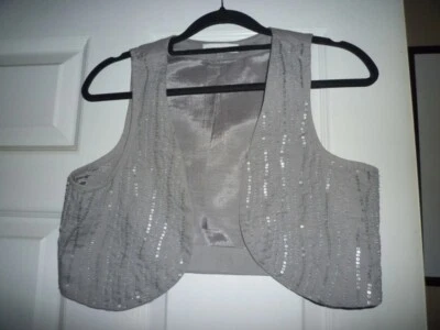 John Rocha grey beaded balero / waistcoat size 8, lined - Image 1 of 4