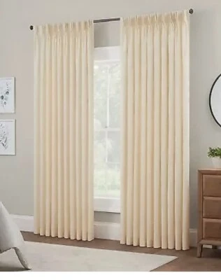 Waverly Serendipity Ivory Pinch Pleat Curtain Panels (2) Sz 50X 84 NIP - Image 1 of 4