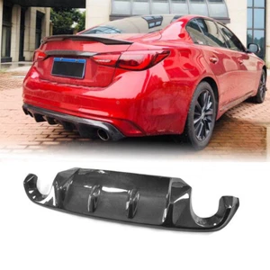 Carbon Fiber Rear Bumper Diffuser Lip Body Kit Refit For Infiniti Q50 2018UP - Picture 1 of 12