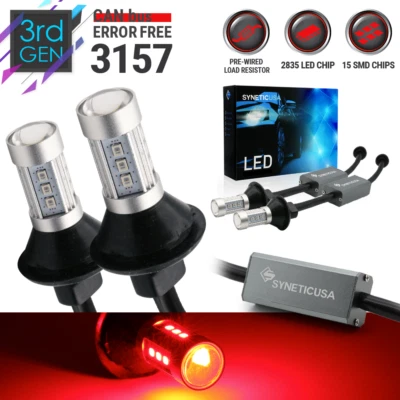 3157 x2 Bombillas LED rojas sin errores Canbus freno cola resistencia con cable Foto 1 de 4