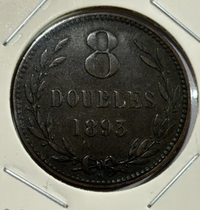 1893 Guernsey 8 Doubles Coin - Picture 1 of 3