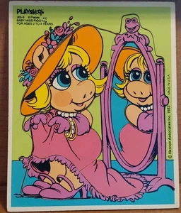 Miss Piggy Playskool 1983 Los Muppets rompecabezas de madera precioso en el espejo - Imagen 1 de 2