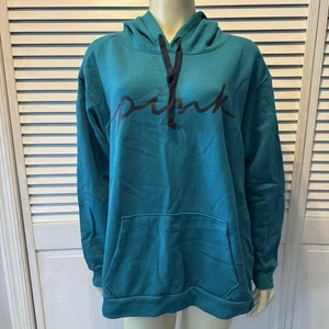 Sudadera con capucha para mujer ROSA Victoria's Secret verde azulado negro con logotipo XL - Imagen 1 de 8