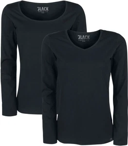 Black Premium by EMP Damen schwarze Basic Langarmshirts im Doppelpack - Bild 1 von 8