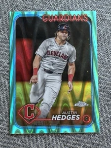 2024 Topps Chrome Baseball Austin Hedges #/199 Aqua Raywave Refractor #USC123 - Picture 1 of 2
