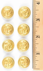 Set of 8x19MM Genuine Navy Fouled Anchor Buttons - Picture 1 of 4