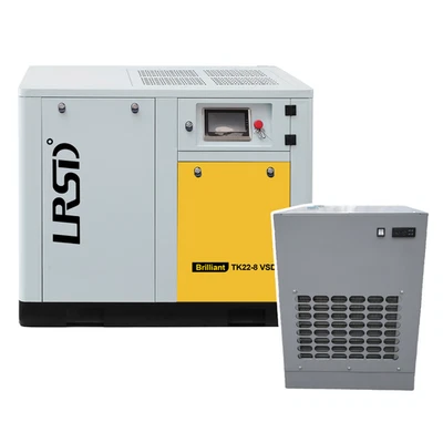 460V 3Ph 30HP 123CFM Screw Air Compressor with 220 V 1 Ph Refrigerated Air Dryer - Image 1 of 4
