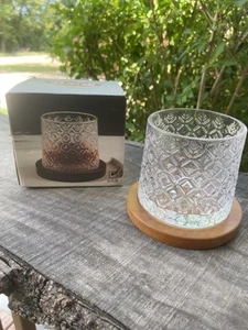 Drehbarer Kristall Whisky Glas Holz Untersetzer schwerer runder Boden schwenkbar auf Sockel - Bild 1 von 15